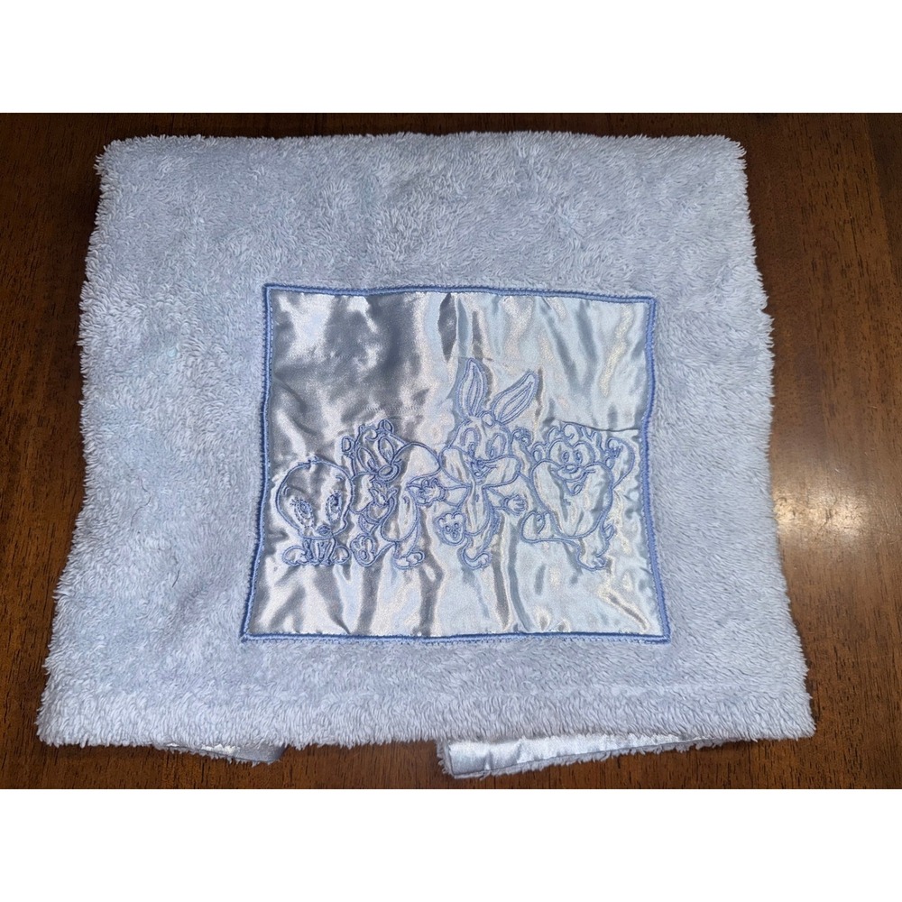Looney Tunes Vintage Security Blanket Kids One Size Blue Good Satin Plush